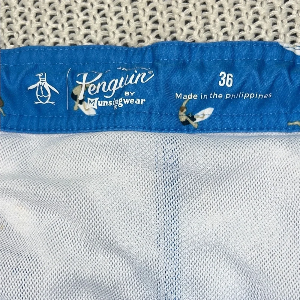 Original Penguin Light Blue Swim Trunks with Seagull Design